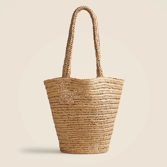 New JCREW Malta Handwoven Straw Tote Bag Natural $118 CJ878 - Picture 1 of 7